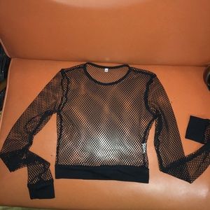 Mesh Crop Top Long Sleeve